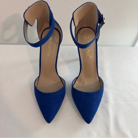 Dream Pairs NIB NWT Oppointed Ankle Cobalt Blue Suede Ankle Strap Heels Sz 9 - Picture 5 of 12